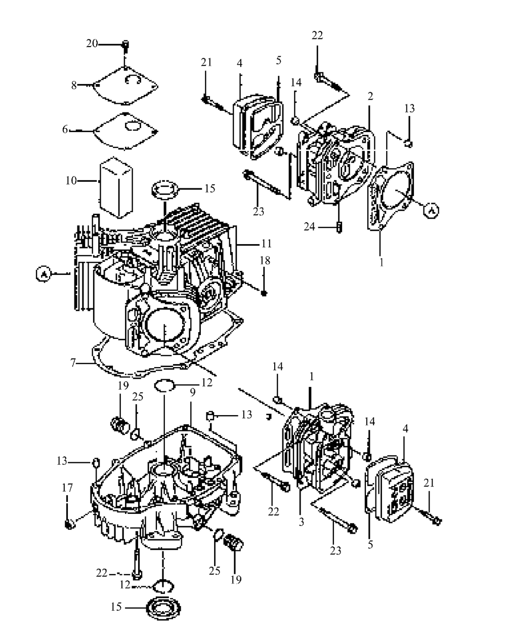 Fh500v-As02 Cylinder And Crankcase Diagram and Parts List for GF1748 55AE234M150-WAM Cub Cadet Lawn Mower